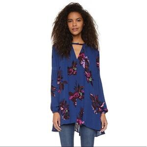 Free People Tree Swing Dress in Azure Combo Oversized Womens Small